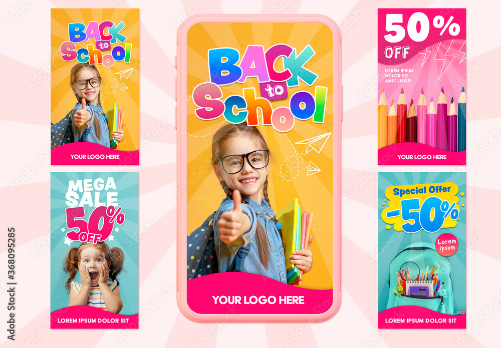 BackToSchool Sales Social Media Layout Stock Template Adobe Stock