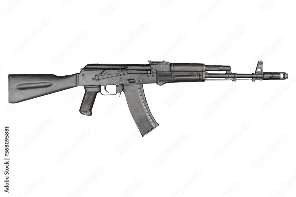 Modern kalashnikov AK 74 assault rifle isolated on white background. Modern kalashnikov AK 74 assault rifle isolated on white background.