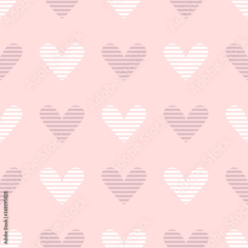 Cute seamless pattern with cut hearts. Girly vector illustration.