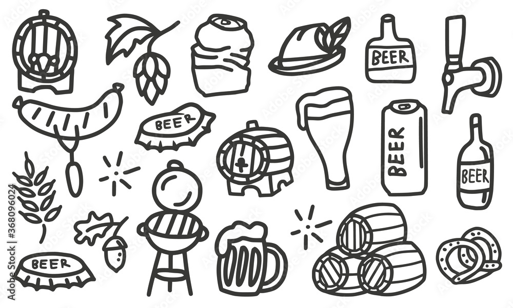 Set of beer emblem. Hop, barley, can and bottle Set of beer emblem. Hop, barley, can and bottle