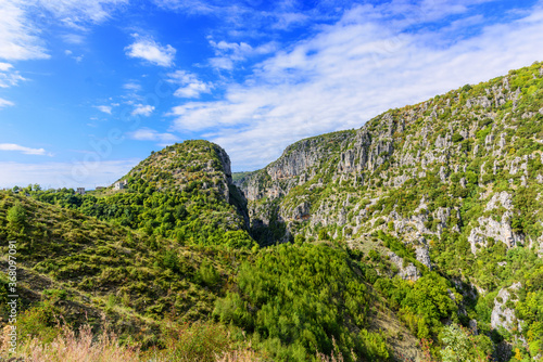 The nature of Greece. View of the Mountains and gorges of the region of Zagori in the foothills of the Vikos gorge
