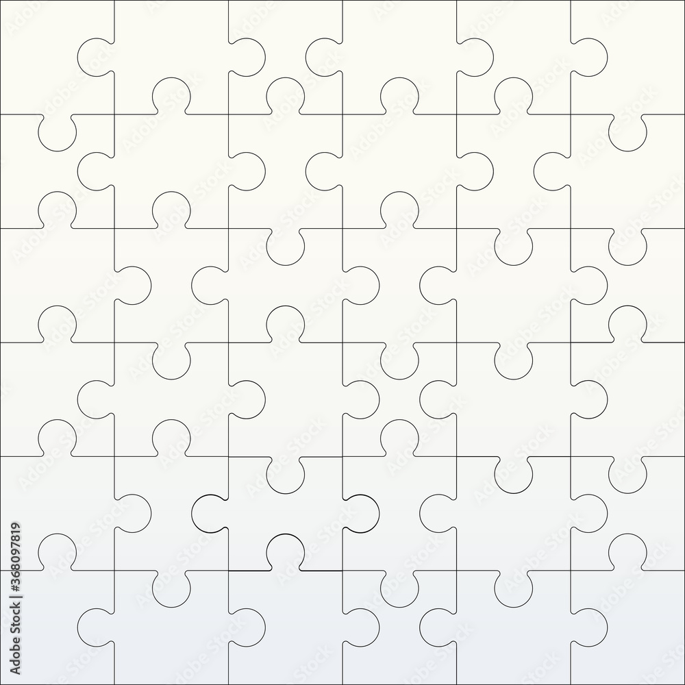 Puzzles grid template. Square puzzle 6x6 grid jigsaw game and join 36 picture pieces. Business assemble metaphor or puzzles game challenge vector illustration. Puzzles grid template. Square puzzle 6x6 grid jigsaw game and join 36 picture pieces. Business assemble metaphor or puzzles game challenge vector illustration.