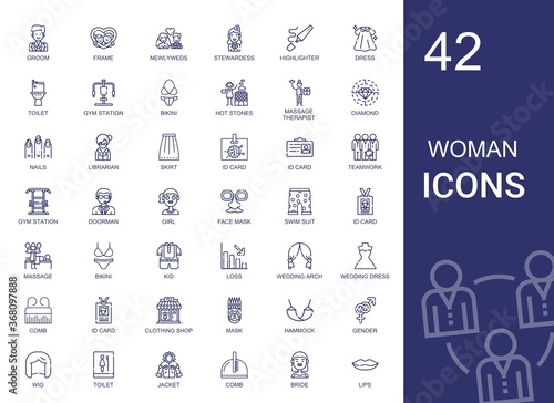 woman icons set