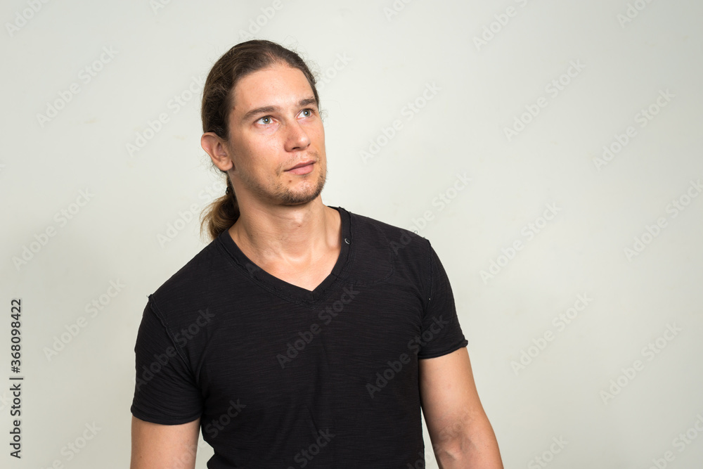 Portrait of handsome bearded man with long hair Portrait of handsome bearded man with long hair