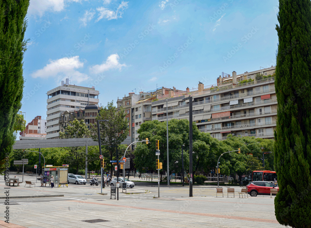 Naklejka premium AVENIDAS, PUENTES, PASOS A DESNIVEL Y VEGETACIÓN, SON LOS QUE VISTEN A LA CIUDAD DE BARCELONA