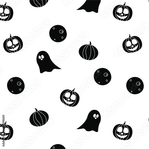 Halloween black and white seamless pattern