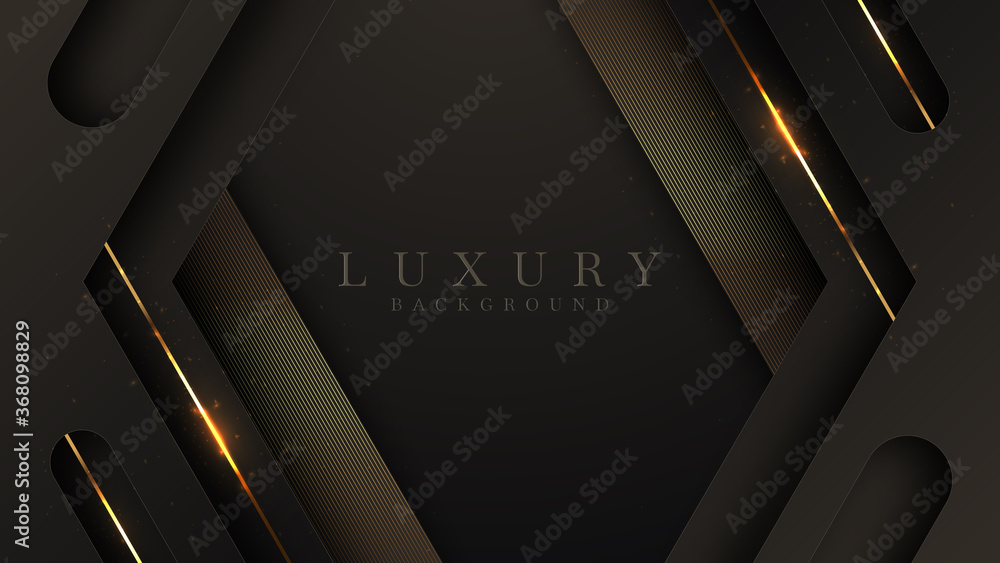 Sparkling golden lines with black layers in 3D style. Vector illustration design. Abstract background about luxury. Sparkling golden lines with black layers in 3D style. Vector illustration design. Abstract background about luxury.