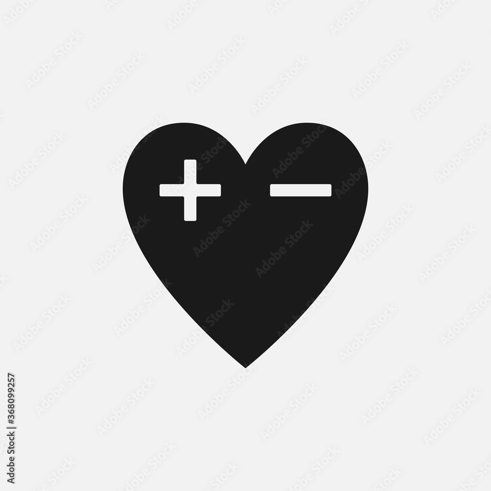 Icon of Heart with marking of Plus and Minus Icon of Heart with marking of Plus and Minus