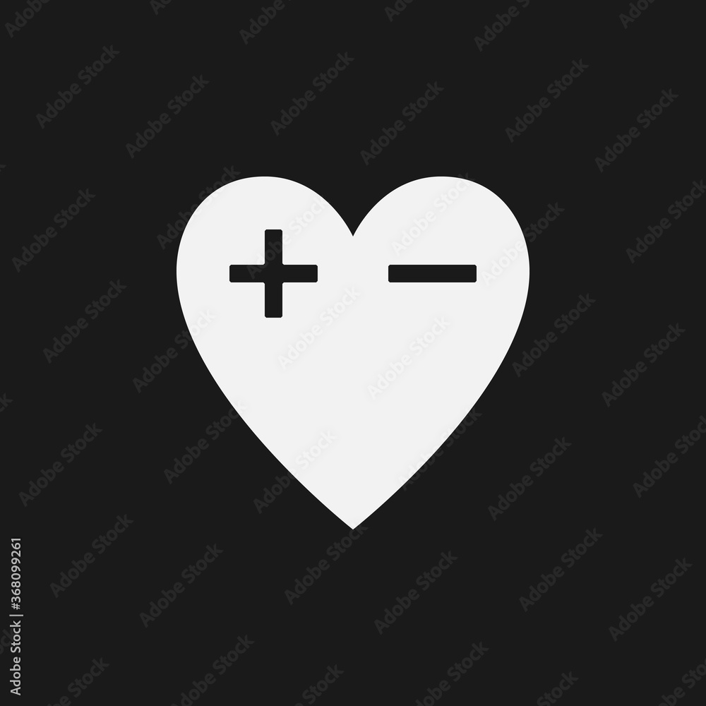 Icon of Heart with marking of Plus and Minus Icon of Heart with marking of Plus and Minus