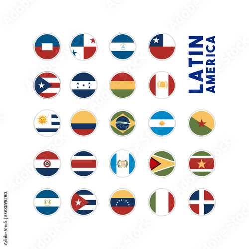 Latin America flags in circles