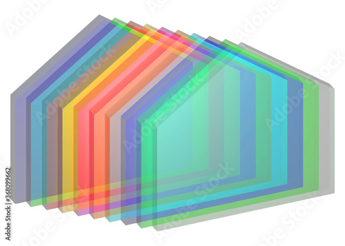 house: 3d symbol of the house, with a simple and immediate image, which recalls geometry, the background colors and references to the theme of architecture, and where you can place themed words. photo