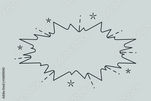 vector illustration of speech sticker ballon with explosion and stars in black and white