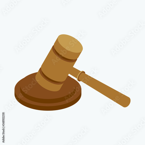 vector illustration of a brown judges gavel on white background