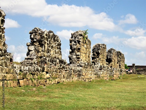 Ruins of an old stone building in Panama