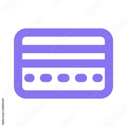 Credit card icon in flat design style. Plastic banking card for online payments.