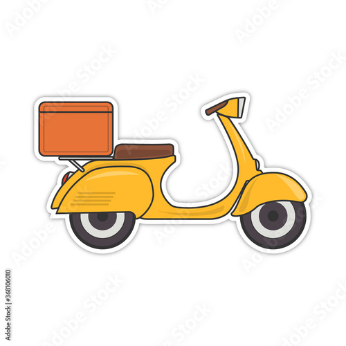 Vector retro scooter with a trunk, with boxes vintage stylish moped scooter for delivery isolated.