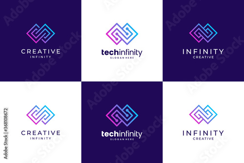 Collection infinity line. Premium logo design creative.