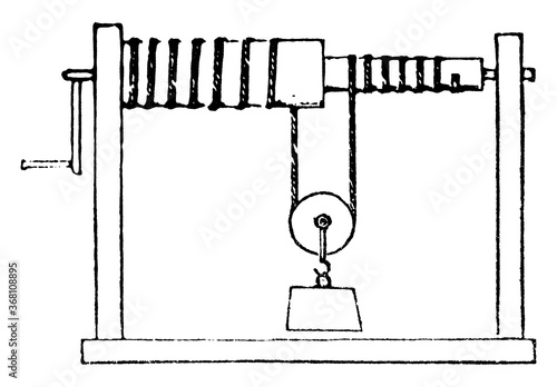 Windlass, vintage illustration.