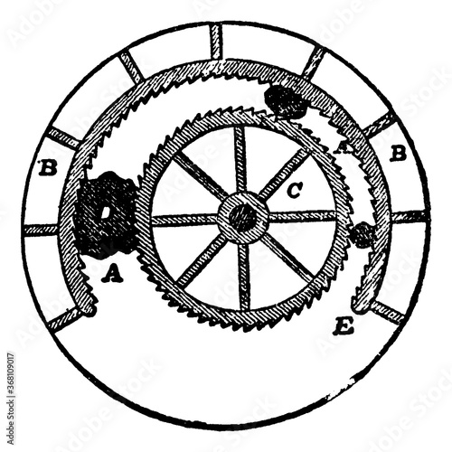 Revolving Squeezer or Brown's Revolving Squeezer, vintage illustration.