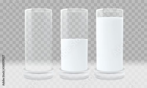 Empty and full Glass of milk