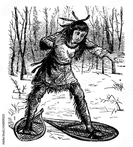 Snow Shoes, vintage illustration