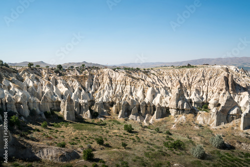 Cappadocia's major tourist attraction love-valley. Cappadocia (Kapadokya) is known as one of the best places to fly with hot air balloons worldwide. Goreme, Cappadocia, Turkey.