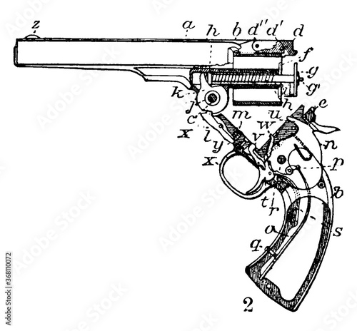 Revolver, vintage illustration.
