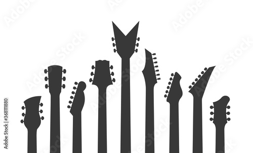 Guitar headstock silhouette. Electric Guitars, Acoustic Guitars or Rock Guitar vector headstock.