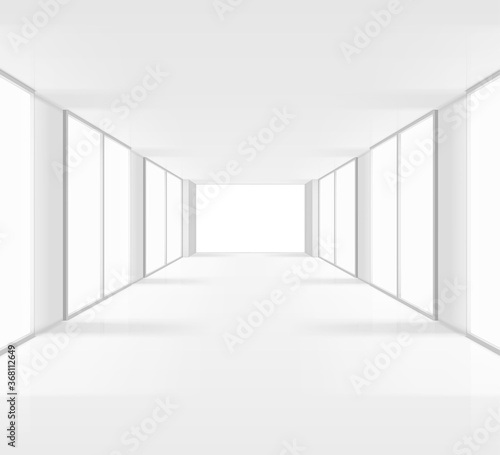 Empty interior with large windows