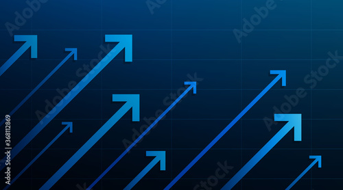 The concept of increasing sales with copy space. The blue stock market arrows going up. Vector illustration.