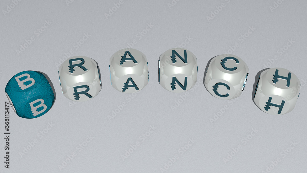 crosswords of BRANCH arranged by cubic letters on a mirror floor, concept meaning and presentation. background and illustration crosswords of BRANCH arranged by cubic letters on a mirror floor, concept meaning and presentation. background and illustration