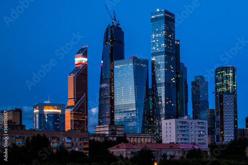 Moscow city skyscapers in night