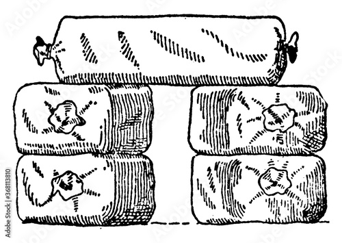 Sandbags, vintage illustration