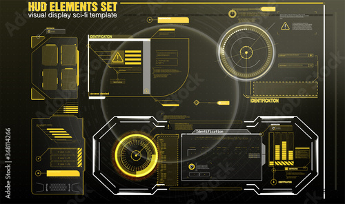 Information box bars and modern digital info frame layout templates. Good for game UI/UX. Vector Illustration A set of modern frames, callouts for user menu interface elements in futuristic HUD style.