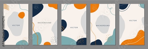 Vector set of abstract creative backgrounds in minimal trendy style with space for text - design templates for social media stories