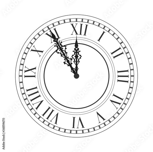 Vintage clock. Vector antique old clock. Vector illustration.