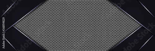 abstract luxury silver hexagon carbon fiber grid with white luminous lines background