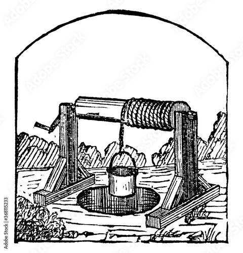 Windlass, vintage illustration.