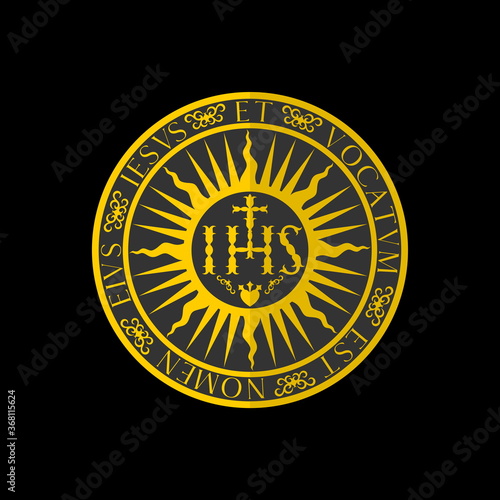 Christian symbols. Illustration of the Jesuit Order. The Society of Jesus is a religious order of the Catholic Church headquartered in Rome.