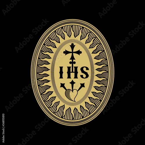 Christian symbols. Illustration of the Jesuit Order. The Society of Jesus is a religious order of the Catholic Church headquartered in Rome.