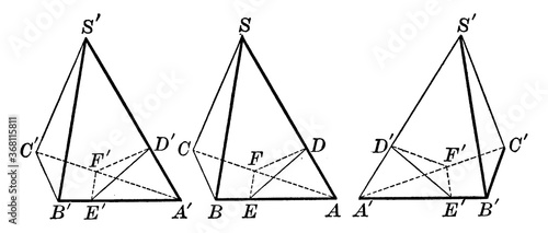 Three Equal Trihedral Angles, vintage illustration.