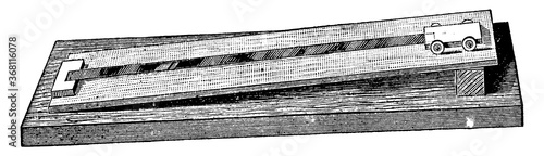 Toy on ramp, vintage illustration.