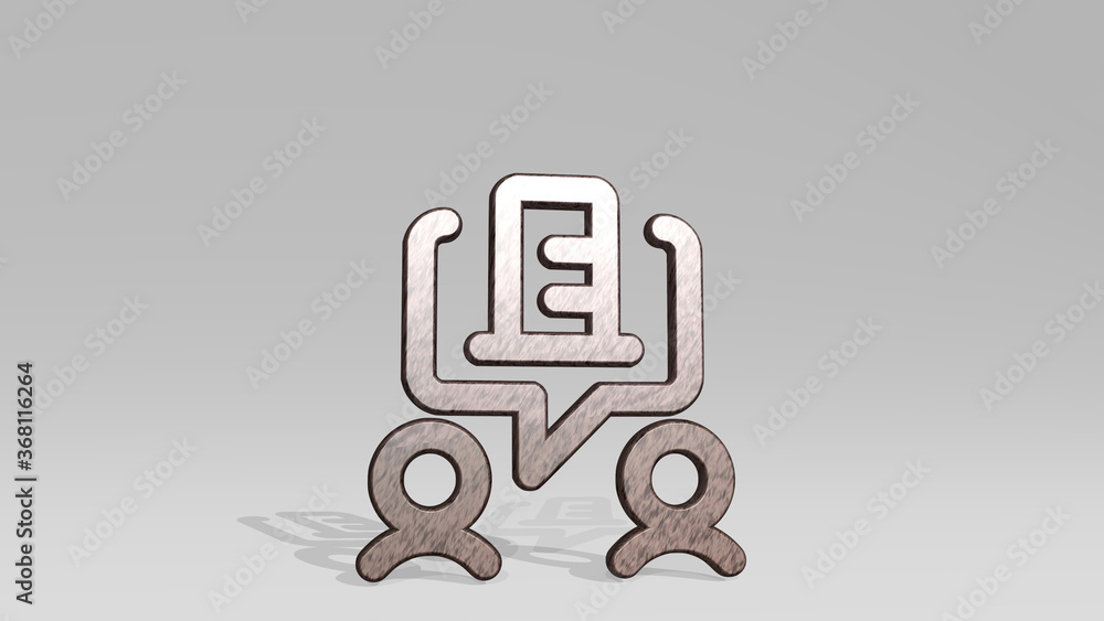 real estate message couple building casting shadow with two lights. 3D illustration of metallic sculpture over a white background with mild texture. house and concept