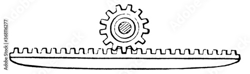 Rack and Pinion Gears, vintage illustration.