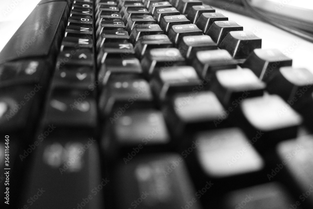 black computer keyboard in perspective