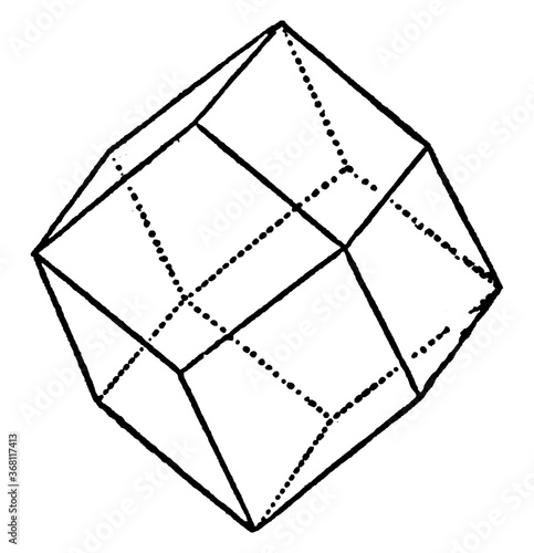 Rhombic Dodecahedron, vintage illustration.