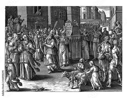 Canvas Print Ark of the Covenant Brought to Jerusalem, vintage illustration.