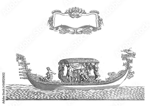 Foto Gondola with Allegorical Figures, Antonio Francesco Lucini, 1679, vintage illustration