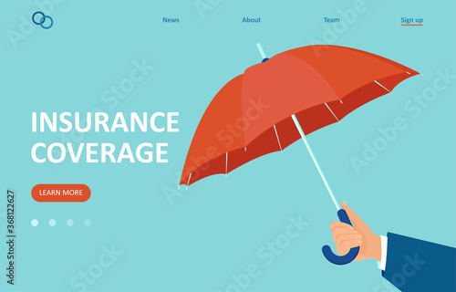 Vector of an insurance agent holding an umbrella