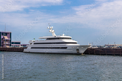 Marine motor yacht "Caspian Star" at the berth of the Baku yacht club